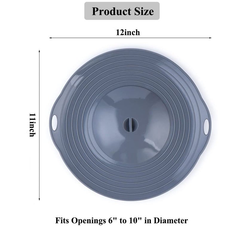 QTECLOR Thicken Silicone Boil Over Spill Safeguard - FDA Food Grade Stopper Lid, BPA-free Instant Pot Cover, Fits Openings 6" to 10" in Diameter (Gray) - Image 2
